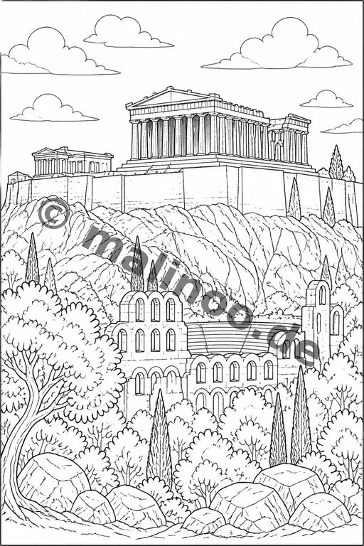 Griechenland Malbuch 50 Ausmalbilder gedruckt+gebunden – Vorschaubild 1