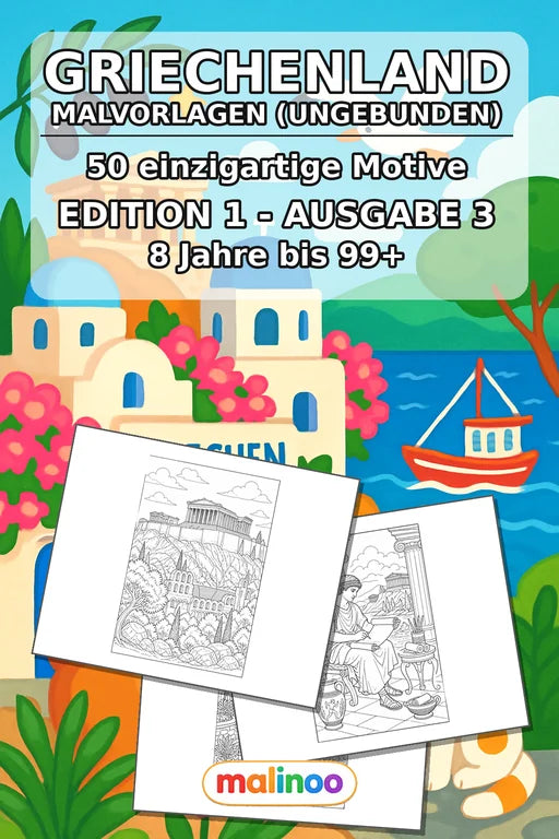 Griechenland Malbuch 50 Ausmalbilder gedruckt+lose – Cover