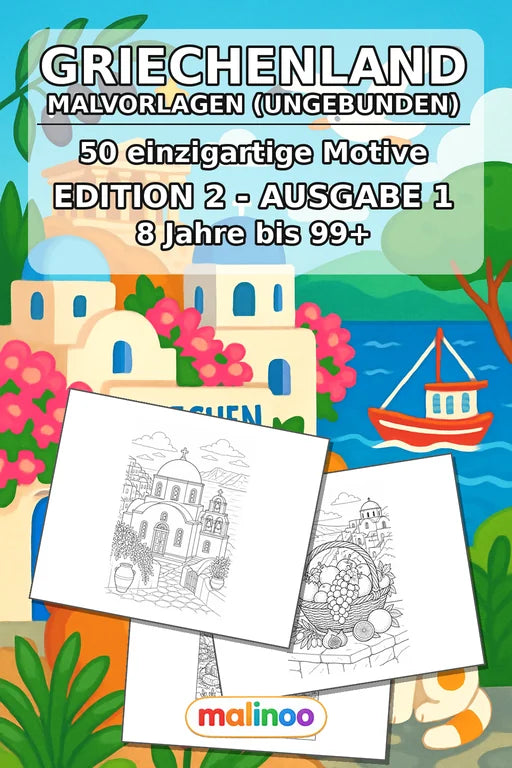 Griechenland Malbuch 50 Ausmalbilder gedruckt+lose – Cover