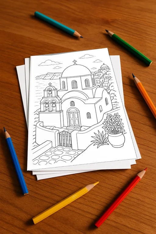 Griechenland Malbuch 50 Ausmalbilder gedruckt+lose – Mockup-Ansicht
