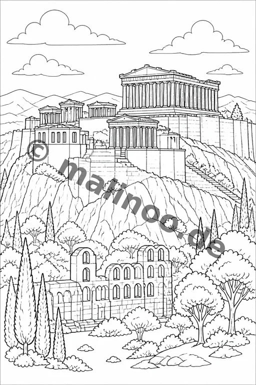 Griechenland Malbuch 50 Ausmalbilder gedruckt+lose – Vorschaubild 1
