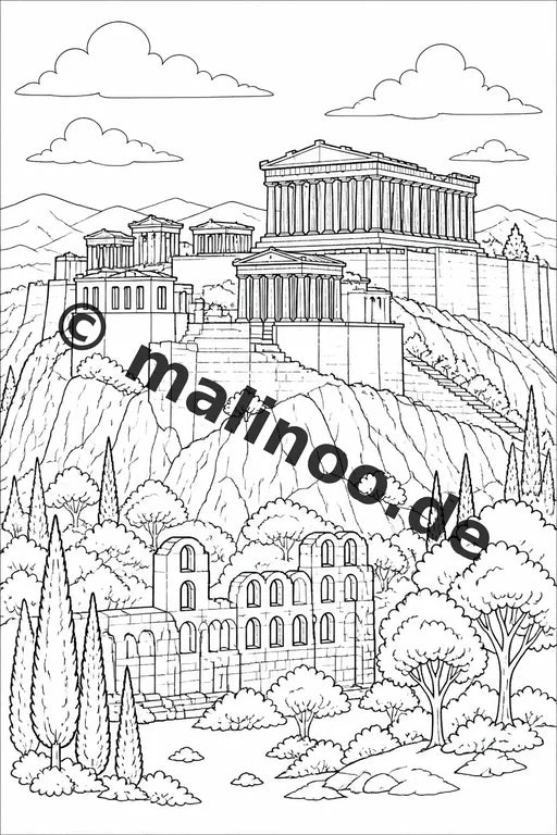 Griechenland Malbuch 50 Ausmalbilder gedruckt, ungebunden – Vorschaubild 1