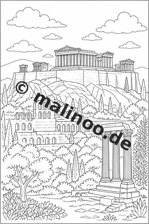 Griechenland Malbuch 50 Ausmalbilder gedruckt, ungebunden – Vorschaubild 1