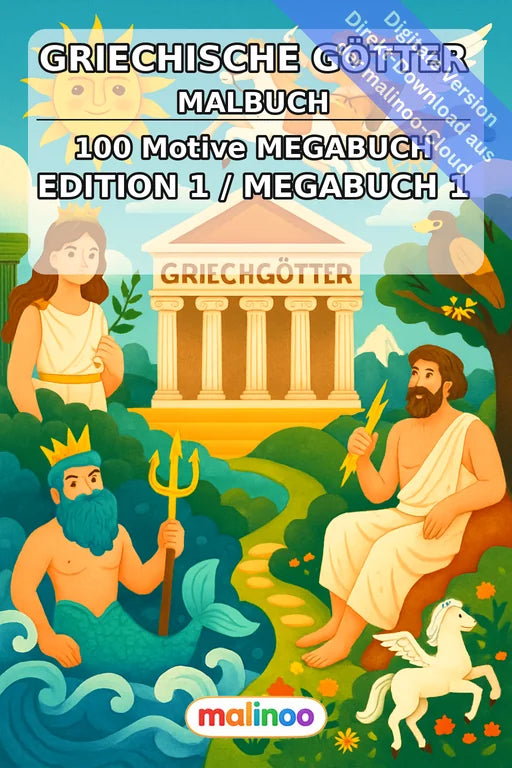Griechische Götter Malbuch 100 Ausmalbilder PDF Download digital – Cover