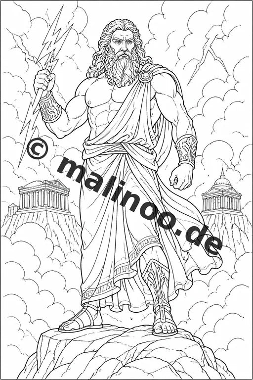 Griechische Götter Malbuch 100 Ausmalbilder PDF Download digital – Vorschaubild 1