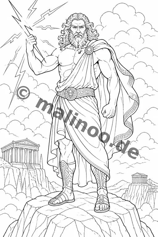 Griechische Götter Malbuch 20 Ausmalbilder PDF Download – Vorschaubild 1