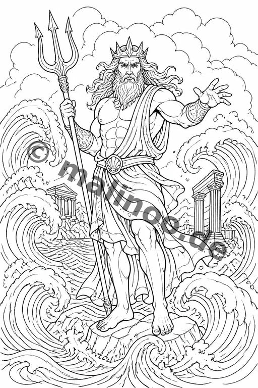 Griechische Götter Malbuch 20 Ausmalbilder PDF Download – Vorschaubild 2