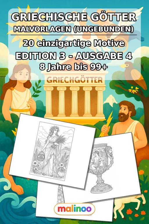 Griechische Götter Malbuch 20 Ausmalbilder gedruckt+lose – Cover
