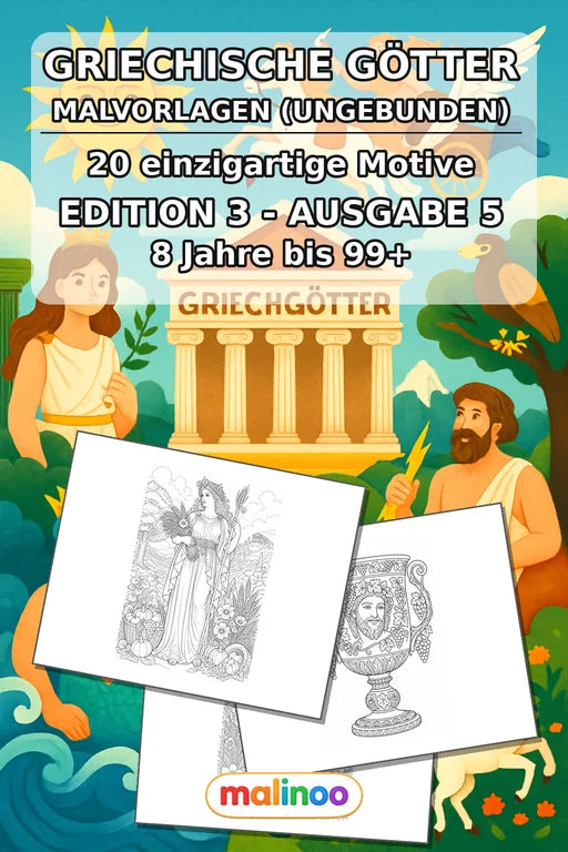 Griechische Götter Malbuch 20 Ausmalbilder gedruckt+lose – Cover