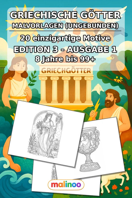 Griechische Götter Malbuch 20 Ausmalbilder gedruckt+lose – Cover