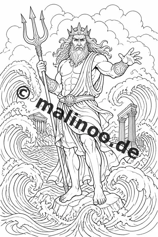 Griechische Götter Malbuch 20 Ausmalbilder gedruckt, ungebunden – Vorschaubild 2