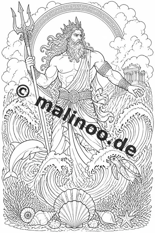 Griechische Götter Malbuch 20 Ausmalbilder gedruckt, ungebunden – Vorschaubild 2