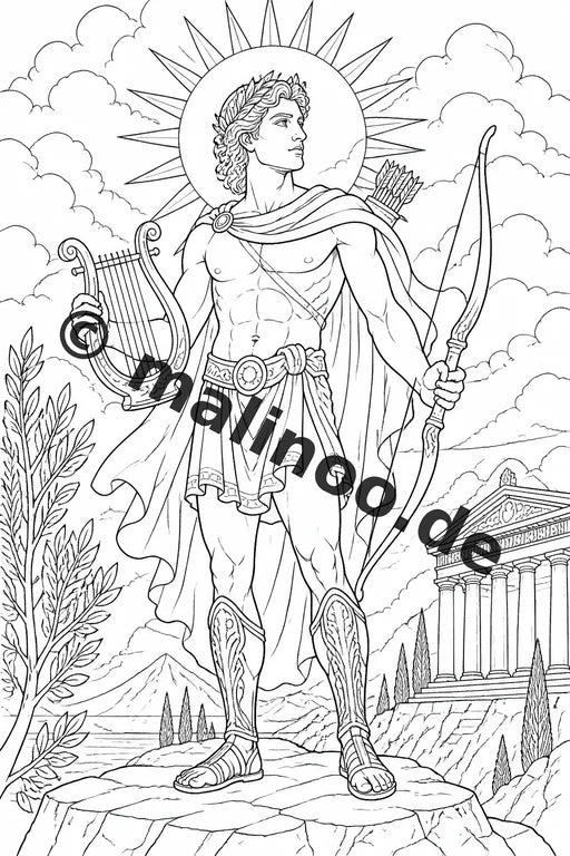 Griechische Götter Malbuch 20 Ausmalbilder gedruckt, ungebunden – Vorschaubild 4