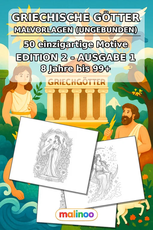 Griechische Götter Malbuch 50 Ausmalbilder gedruckt+lose – Cover