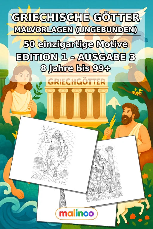 Griechische Götter Malbuch 50 Ausmalbilder gedruckt+lose – Cover