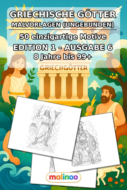 Griechische Götter Malbuch 50 Ausmalbilder gedruckt+lose – Cover