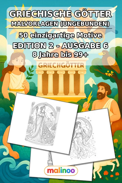 Griechische Götter Malbuch 50 Ausmalbilder gedruckt, ungebunden – Cover