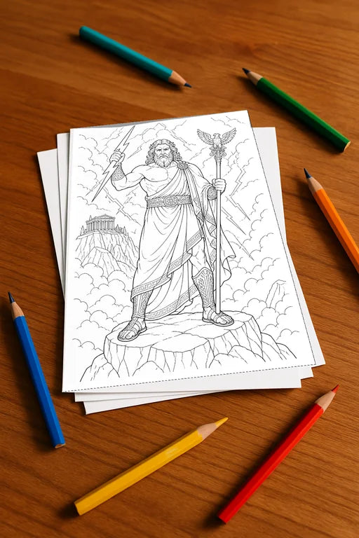 Griechische Götter Malbuch 50 Ausmalbilder gedruckt+lose – Mockup-Ansicht