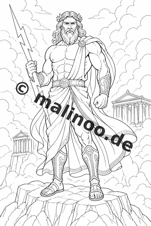 Griechische Götter Malbuch 50 Ausmalbilder gedruckt, ungebunden – Vorschaubild 1