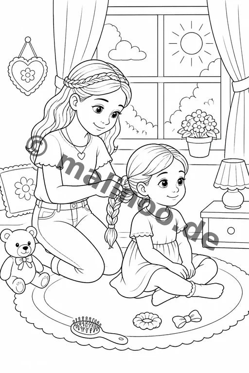 Große Schwester Malbuch 20 Ausmalbilder PDF Download – Vorschaubild 1