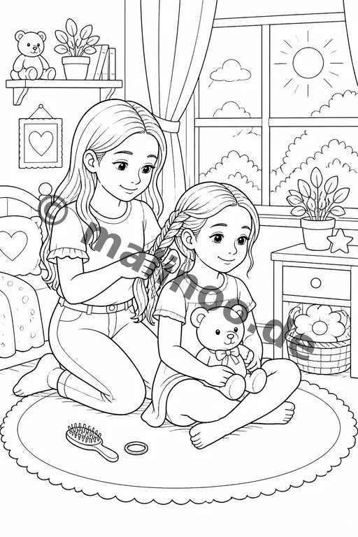 Große Schwester Malbuch 20 Ausmalbilder PDF Download – Vorschaubild 1