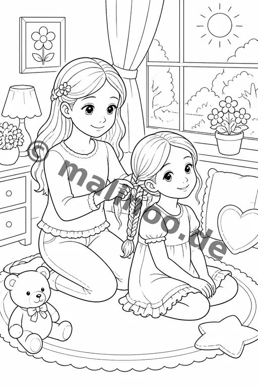 Große Schwester Malbuch 20 Ausmalbilder PDF Download – Vorschaubild 1