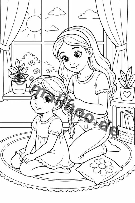 Große Schwester Malbuch 20 Ausmalbilder PDF Download – Vorschaubild 1