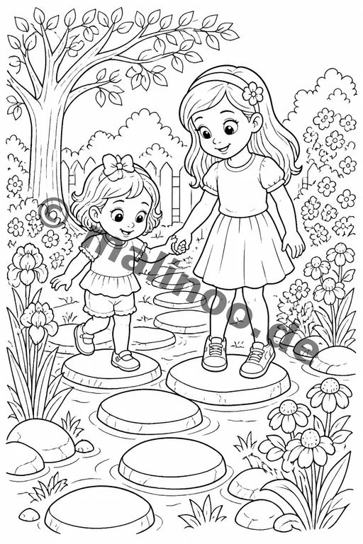 Große Schwester Malbuch 20 Ausmalbilder PDF Download – Vorschaubild 2