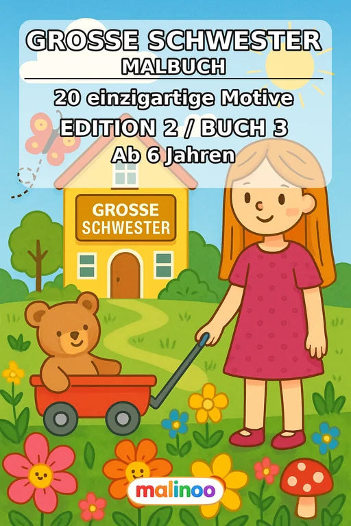 Große Schwester Malbuch 20 Ausmalbilder gedruckt+gebunden – Cover