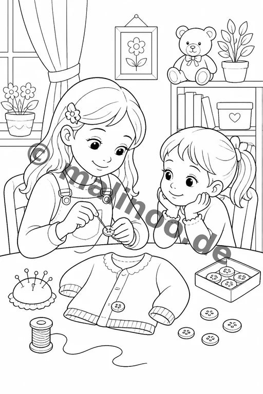 Große Schwester Malbuch 20 Ausmalbilder gedruckt+gebunden – Vorschaubild 6