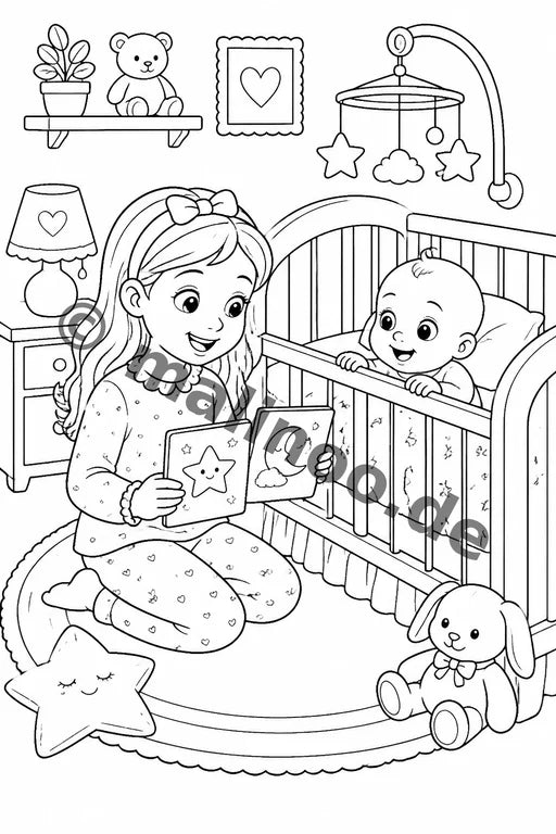 Große Schwester Malbuch 20 Ausmalbilder gedruckt+gebunden – Vorschaubild 7