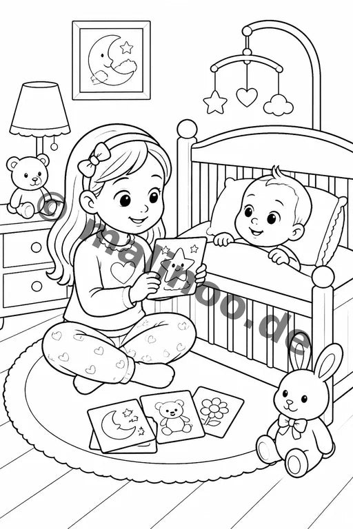 Große Schwester Malbuch 20 Ausmalbilder gedruckt+gebunden – Vorschaubild 7