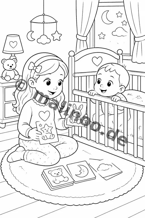 Große Schwester Malbuch 20 Ausmalbilder gedruckt+gebunden – Vorschaubild 7