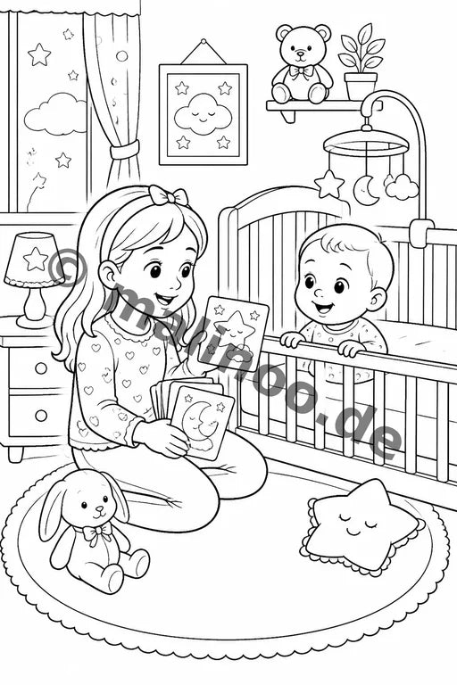 Große Schwester Malbuch 20 Ausmalbilder gedruckt+gebunden – Vorschaubild 7
