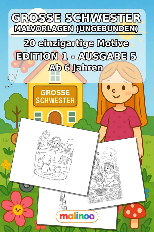 Große Schwester Malbuch 20 Ausmalbilder gedruckt+lose – Cover