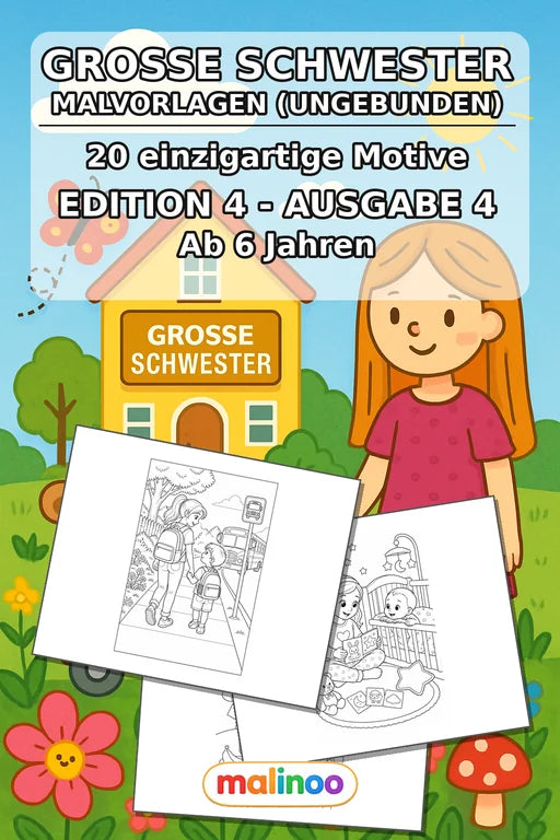 Große Schwester Malbuch 20 Ausmalbilder gedruckt+lose – Cover