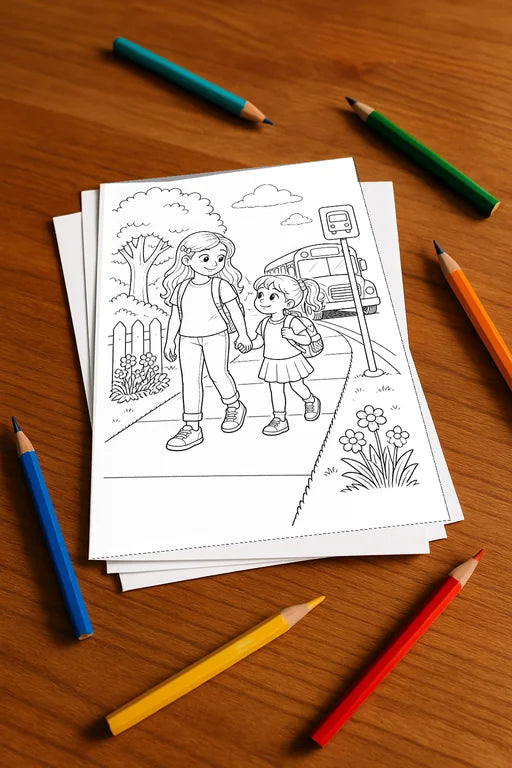 Große Schwester Malbuch 20 Ausmalbilder gedruckt+lose – Mockup-Ansicht