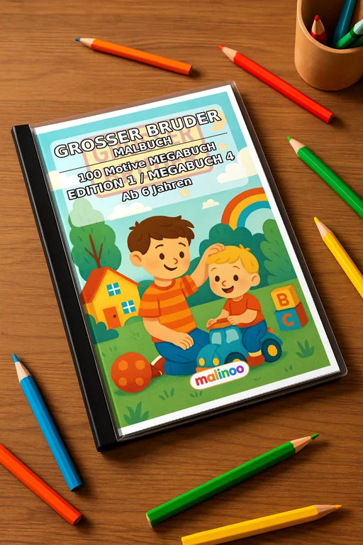 Großer Bruder Malbuch 100 Ausmalbilder gedruckt+gebunden – Mockup-Ansicht