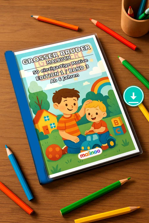 Großer Bruder Malbuch 50 Ausmalbilder PDF Download – Mockup-Ansicht