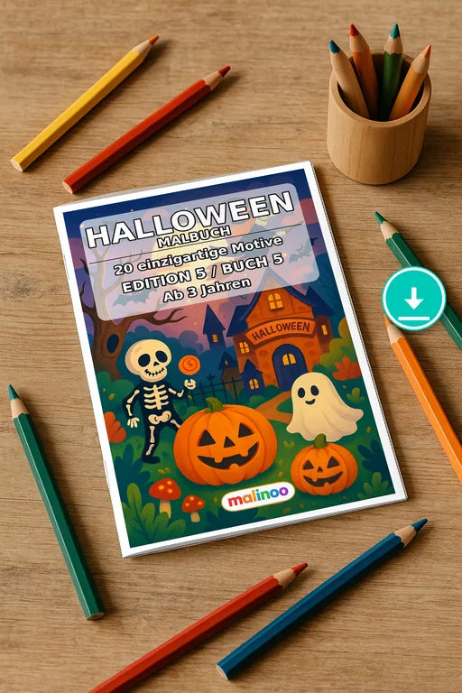 Halloween Malbuch 20 Ausmalbilder PDF Download – Mockup-Ansicht