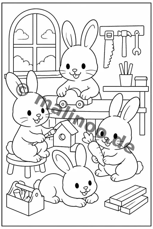 Hasen Malbuch 100 Ausmalbilder PDF Download – Vorschaubild 4