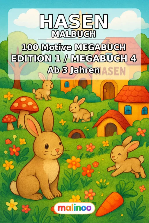 Hasen Malbuch 100 Ausmalbilder gedruckt+gebunden – Cover
