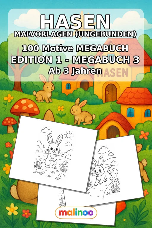 Hasen Malbuch 100 Ausmalbilder gedruckt+lose – Cover