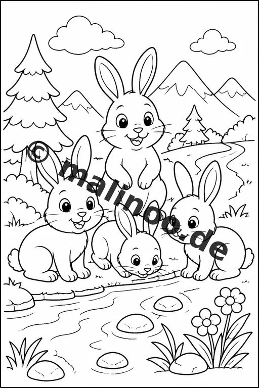 Hasen Malbuch 100 Ausmalbilder gedruckt, ungebunden – Vorschaubild 6