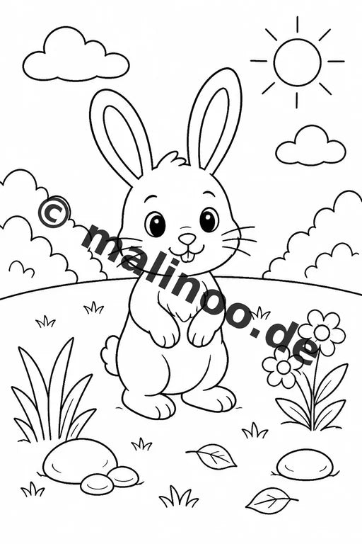 Hasen Malbuch 20 Ausmalbilder PDF Download digital – Vorschaubild 1