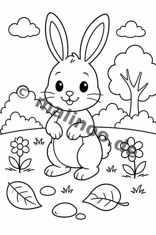 Hasen Malbuch 20 Ausmalbilder PDF Download – Vorschaubild 1