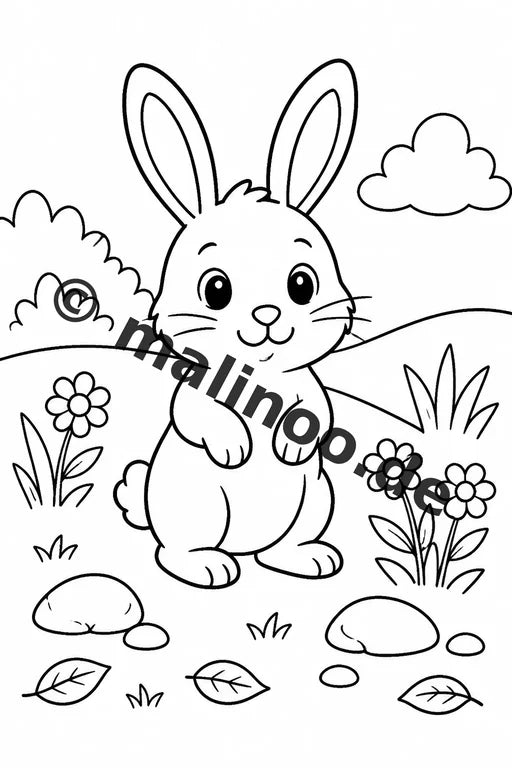 Hasen Malbuch 20 Ausmalbilder PDF Download digital – Vorschaubild 1