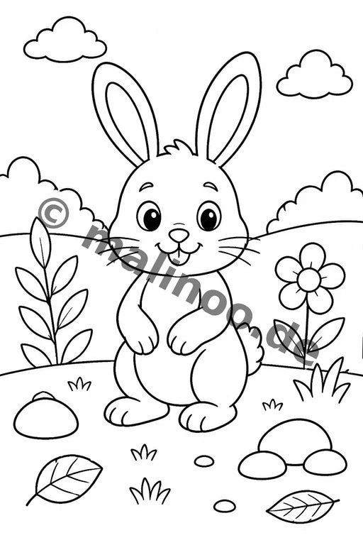 Hasen Malbuch 20 Ausmalbilder PDF Download – Vorschaubild 1