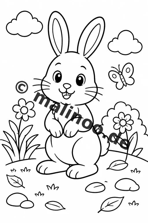Hasen Malbuch 20 Ausmalbilder PDF Download digital – Vorschaubild 1
