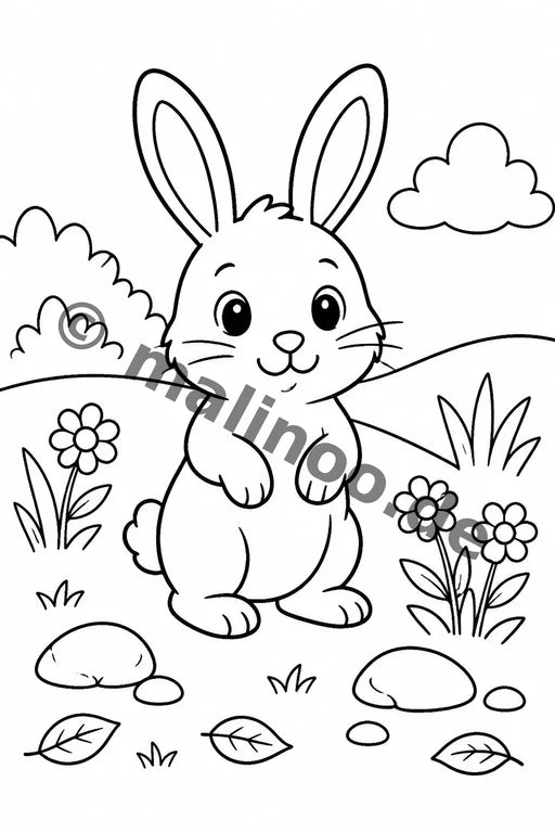Hasen Malbuch 20 Ausmalbilder PDF Download – Vorschaubild 1